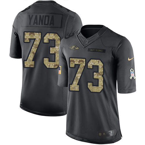 Men's Limited Marshal Yanda Nike Jersey Black - #73 2016 Salute to Service NFL Baltimore Ravens